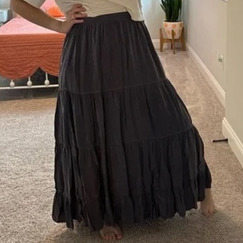 Vintage Tianello Gray Bemberg Tiered Maxi Skirt Large - Picture 11 of 16